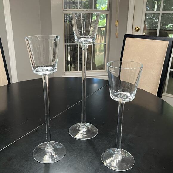 NEW Pottery Barn Glass Long Stem Classic Tealight Votive Candleholders Set … - Picture 13 of 14